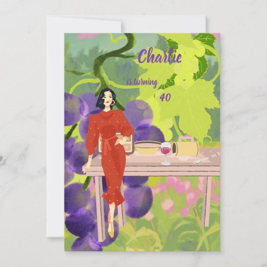 Vineyard Elegance Geburtstag Einladung (Vorderseite)