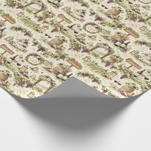 Vineyard Estate Wedding Watercolor Pattern Geschenkpapier (Ecke)
