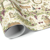 Vineyard Estate Wedding Watercolor Pattern Geschenkpapier (Rolleneckpunkt)