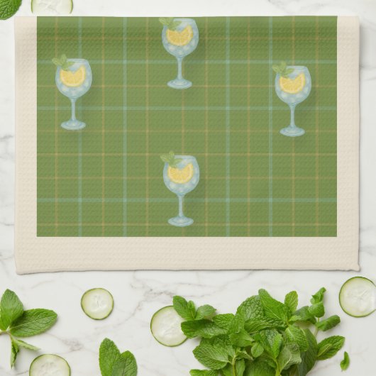 Vineyard G&T Plaid Tea Towel – Olive Geschirrtuch (Gefaltet)