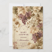 Vineyard Grape Floral Baby Shower Einladung (Vorderseite)