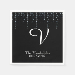 Vineyard Midnight Monogram Wedkin Napkin Serviette