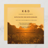 Vineyard Sunset Winery Monogram Wedding Invitation Einladung (Vorne/Hinten)