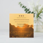 Vineyard Sunset Winery Monogram Wedding Invitation Einladung (Stehend Vorderseite)