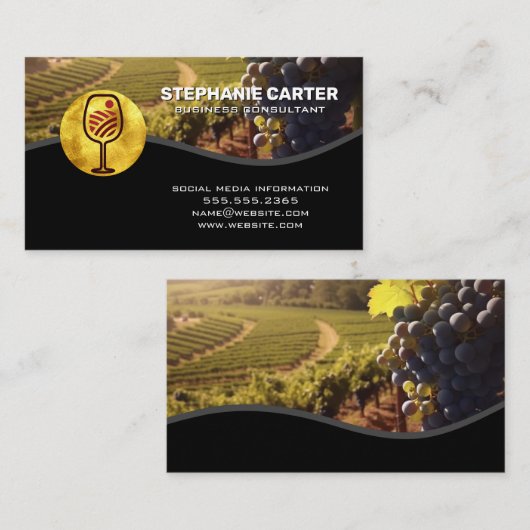 Vineyard Wine Glass Logo | Agriculture Visitenkarte (Vorne/Hinten)