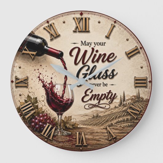 Vineyard Wine Lover Decor Große Wanduhr (Vorderseite)