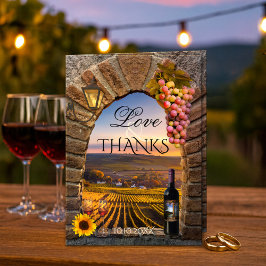 Vineyard Winery Wedding Photo Thank You Card Dankeskarte