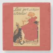 Vingeanne Milch-Mädchen mit Katzen Steinuntersetzer (Vorderseite)