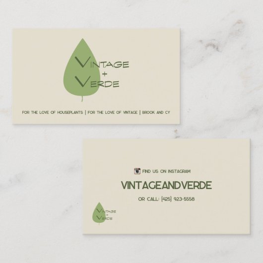 VingtageandVerde Visitenkarte (Vorne/Hinten)