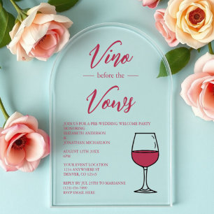 Vino Before The Vows Vorhochzeits-Willkommensparty Acryleinladungen