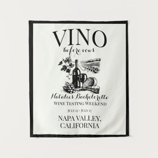 Vino Before Vows Bach Custom Weinkeller Bacheloret Wandteppich (Vorderseite)