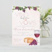 Vino Before Vows Bachelorette / Brautparty Einladung (Stehend Vorderseite)