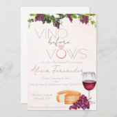 Vino Before Vows Bachelorette / Brautparty Einladung (Vorne/Hinten)