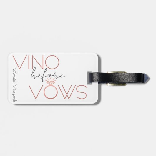 Vino Before Vows Bachelorette / Brautparty Gepäckanhänger (Rückseite horizontal)