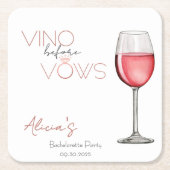 Vino Before Vows Bachelorette / Brautparty Rechteckiger Pappuntersetzer (Vorderseite)