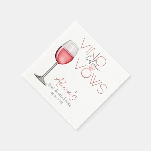 Vino Before Vows Bachelorette / Brautparty Serviette (Ecke)