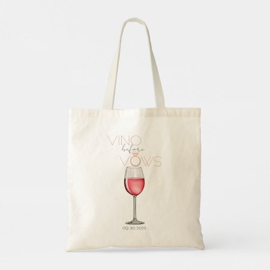Vino Before Vows Bachelorette / Brautparty Tasche (Rückseite)