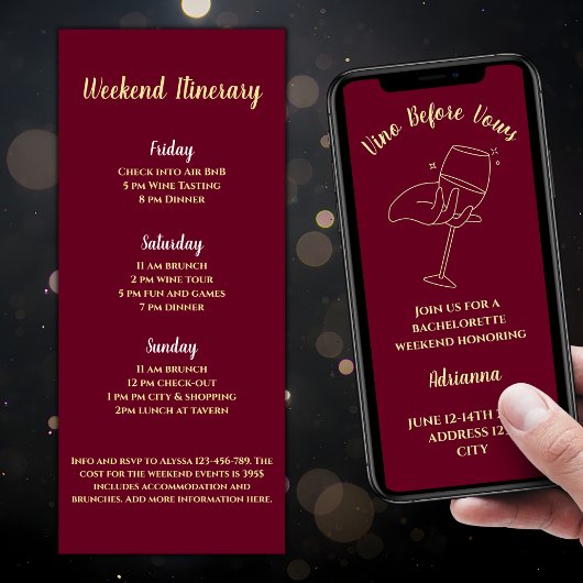 Vino Before Vows Bachelorette Einladung