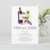 Vino Before Vows Bachelorette Party Wine  Einladung (Stehend Vorderseite)