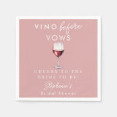 Vino Before Vows Blush Rosa Roter Wein Brautparty Serviette (Vorderseite)
