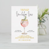 Vino Before Vows Brautparty Bachelorette Gold Folieneinladung (Stehend vorne)