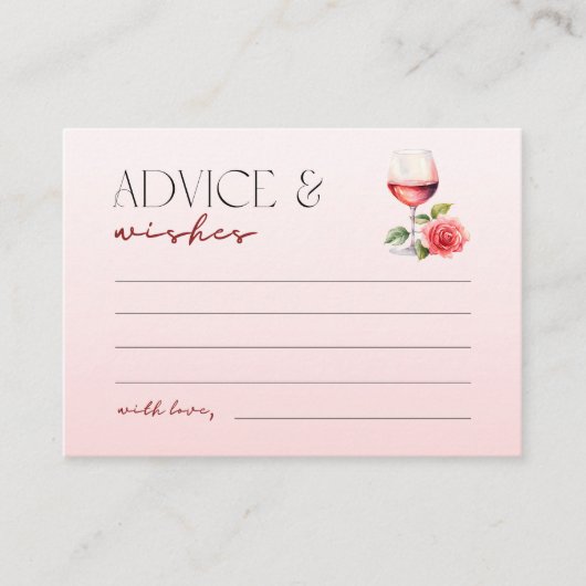 Vino Before Vows Brautparty Beratung & Wünsche Begleitkarte (Vorderseite)