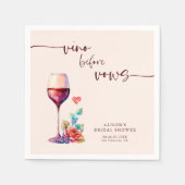 Vino Before Vows Brautparty Burgundy Serviette (Vorderseite)