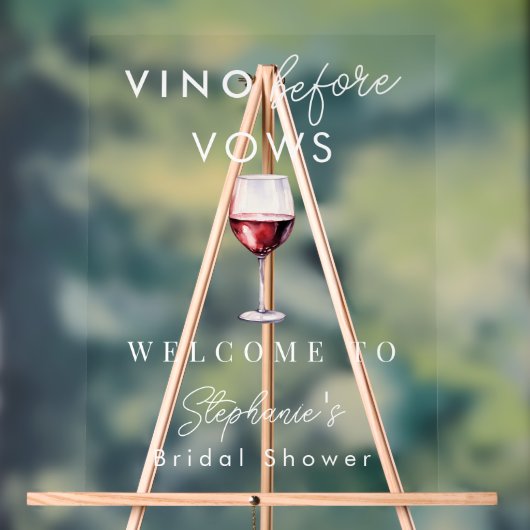 Vino Before Vows Brautparty Clear Welcome Sign Acrylschild (Neutral)