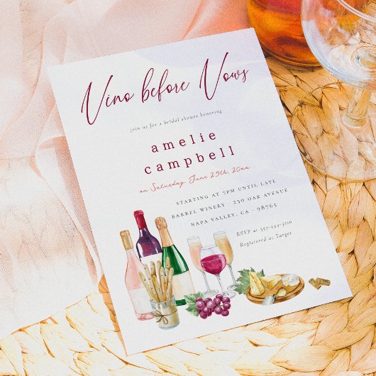 Vino Before Vows Brautparty Einladung