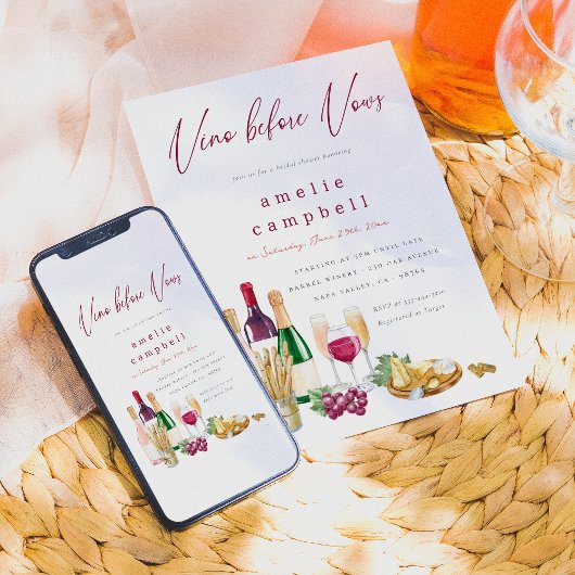 Vino Before Vows Brautparty Einladung