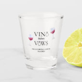 Vino Before Vows Brautparty /Junggeselinnen-Abschi Schnapsglas (Vorderseite)