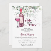 Vino Before Vows Brautparty (Rot) Einladung (Vorne/Hinten)