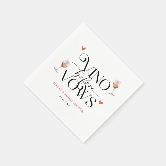 Vino Before Vows Brautparty Serviette (Ecke)