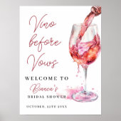 Vino Before Vows Brautparty Willkommen Poster (Vorne)