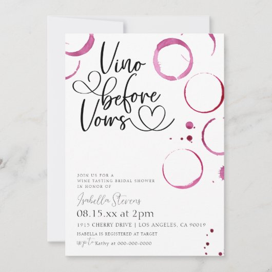 Vino Before Vows Bridal Dusche Einladung (Vorderseite)