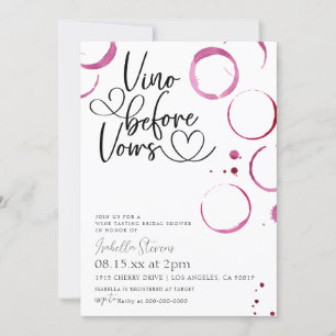 Vino Before Vows Bridal Dusche Einladung