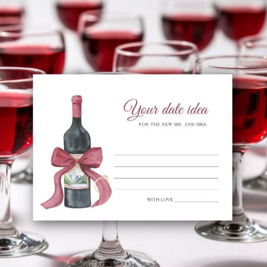 Vino before Vows Bridal shower Date night ideas Begleitkarte