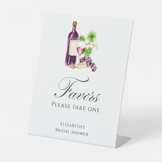 Vino Before Vows Bridal Shower Favors Script Decor Sockelschild (Vorderseite)