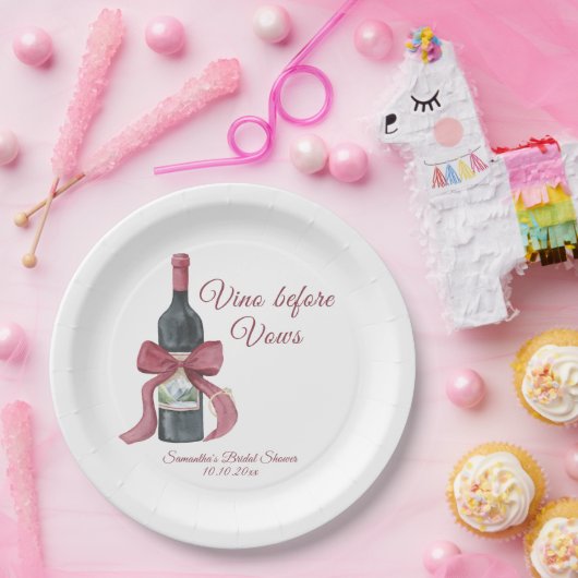 Vino before vows Bridal Shower Pappteller (Party)