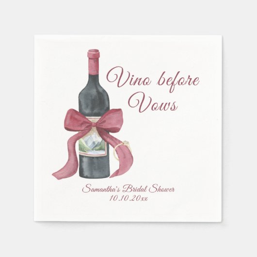 Vino before vows Bridal Shower Serviette (Vorderseite)
