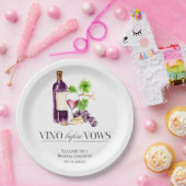 Vino Before Vows Bridal Shower Wine Watercolor Pappteller (Party)