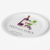 Vino Before Vows Bridal Shower Wine Watercolor Pappteller (Schrägansicht)