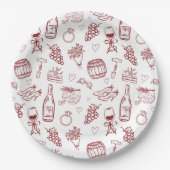 Vino Before Vows Burgundy Bridal Shower Pappteller (Vorderseite)