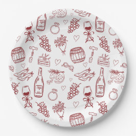 Vino Before Vows Burgundy Bridal Shower Pappteller