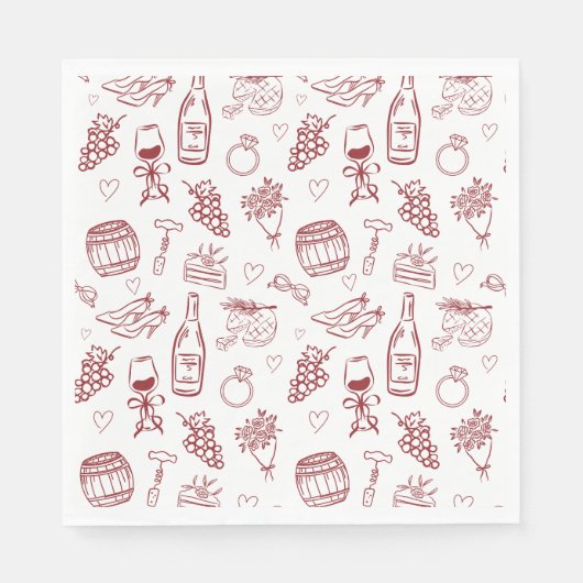 Vino Before Vows Burgundy Bridal Shower Serviette (Vorderseite)