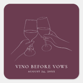 Vino Before Vows Chic Brautparty Quadratischer Aufkleber