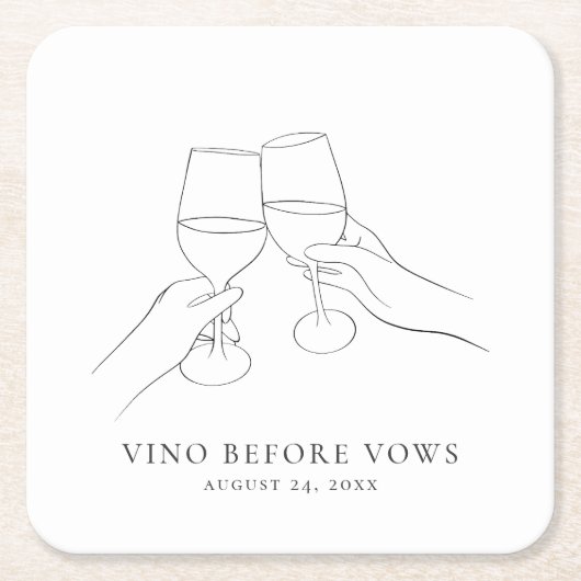 Vino Before Vows Chic Brautparty Rechteckiger Pappuntersetzer (Vorderseite)