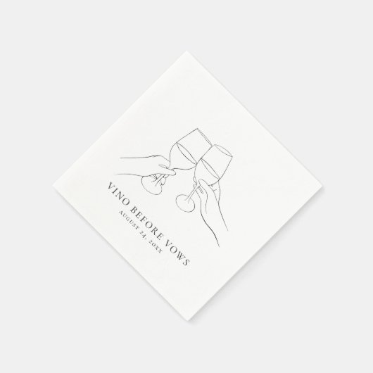 Vino Before Vows Chic Brautparty Serviette (Ecke)