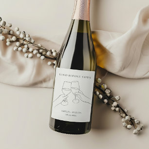 Vino Before Vows Chic Brautparty Weinetikett
