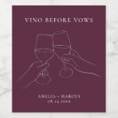Vino Before Vows Chic Brautparty Weinetikett (Einzelnes Label)